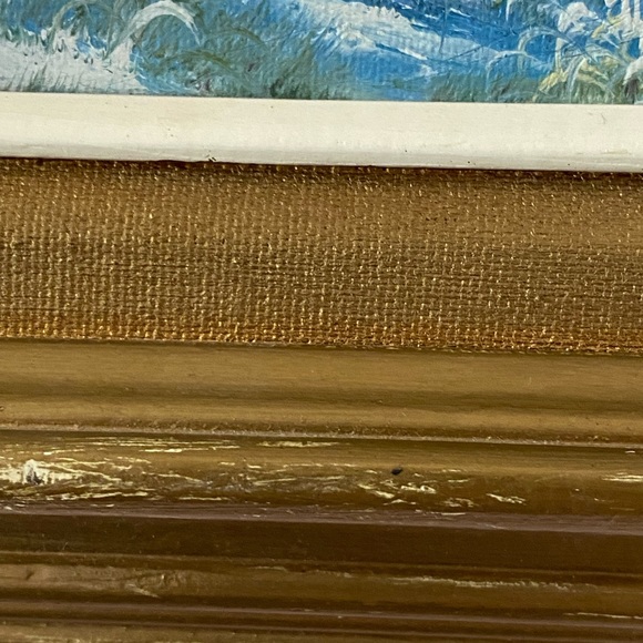 Lighthouse Beach Oil Painting MCM Oil on Canvas 1960s Retro Seagulls N Siebel - Picture 5 of 15